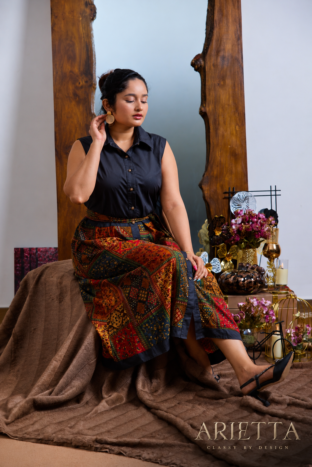 Kalamkari Printed Shirt dress