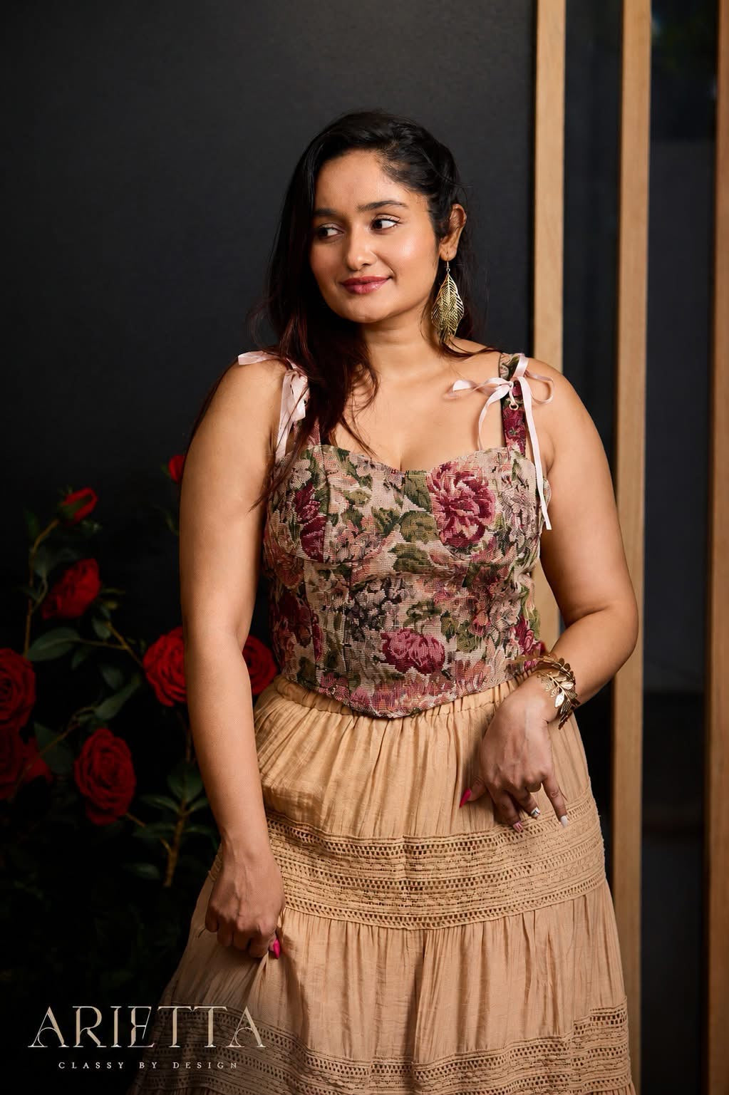 Arietta Floral Corset with back zipper