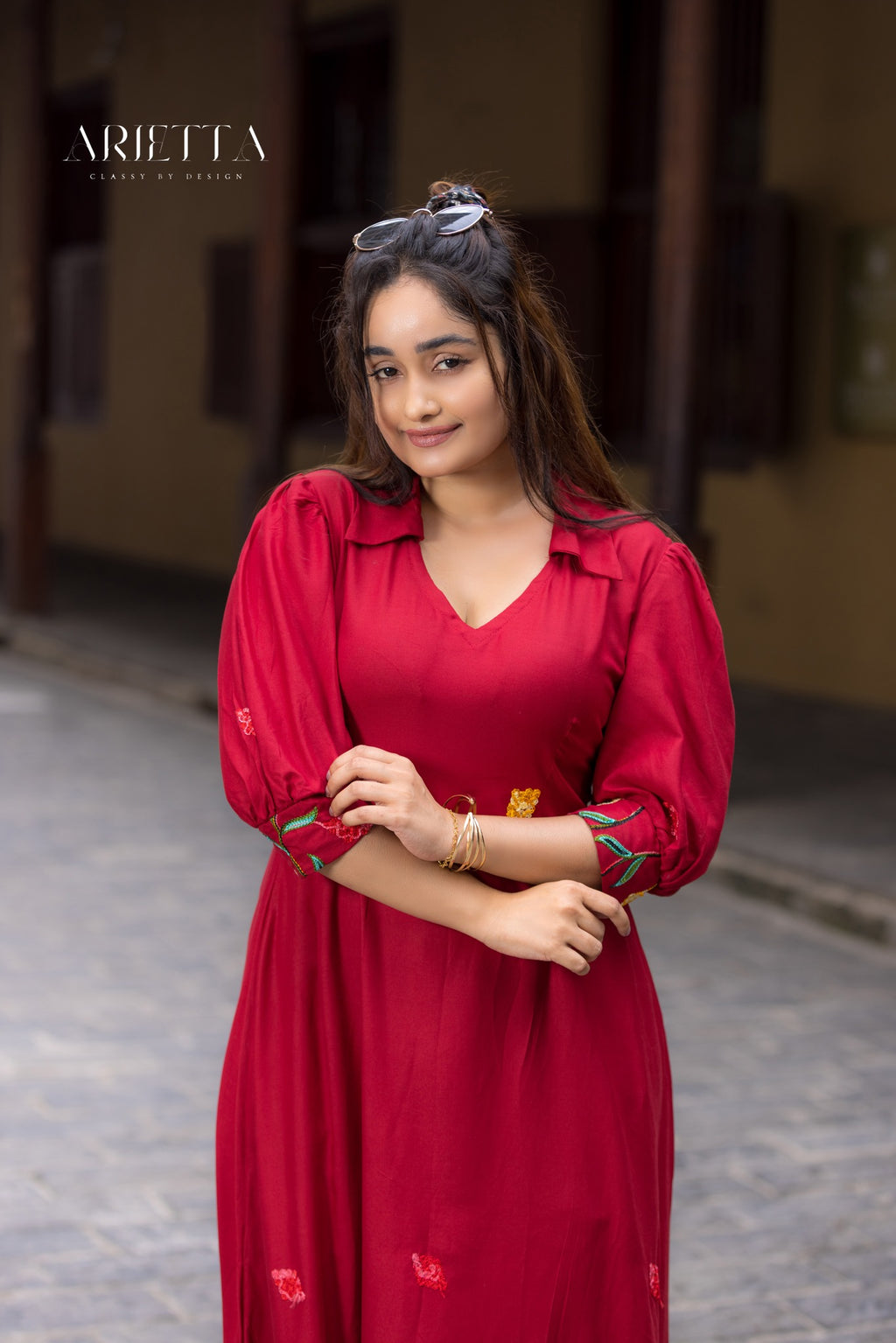 Cotton Embroidery Midi Dress