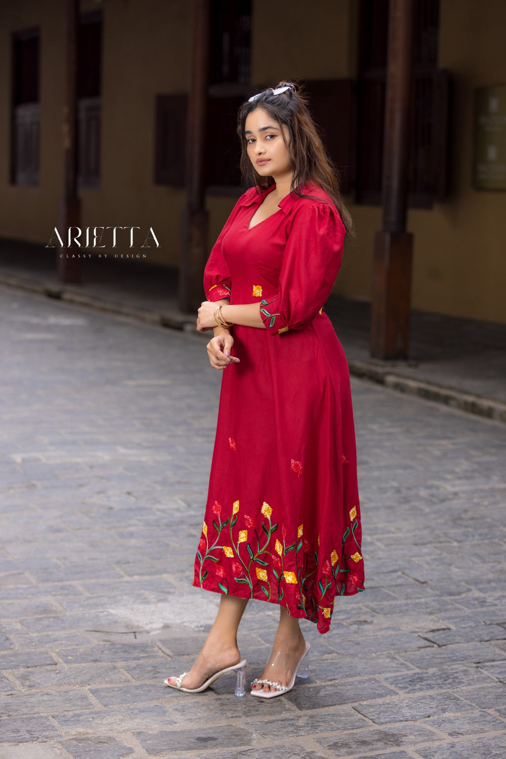 Cotton Embroidery Midi Dress