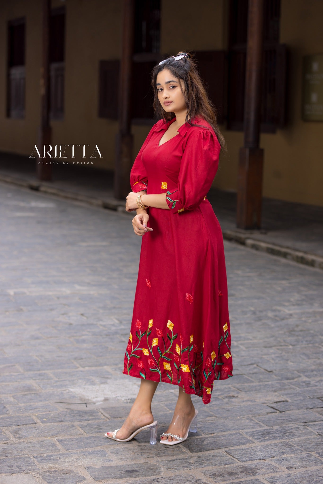 Cotton Embroidery Midi Dress