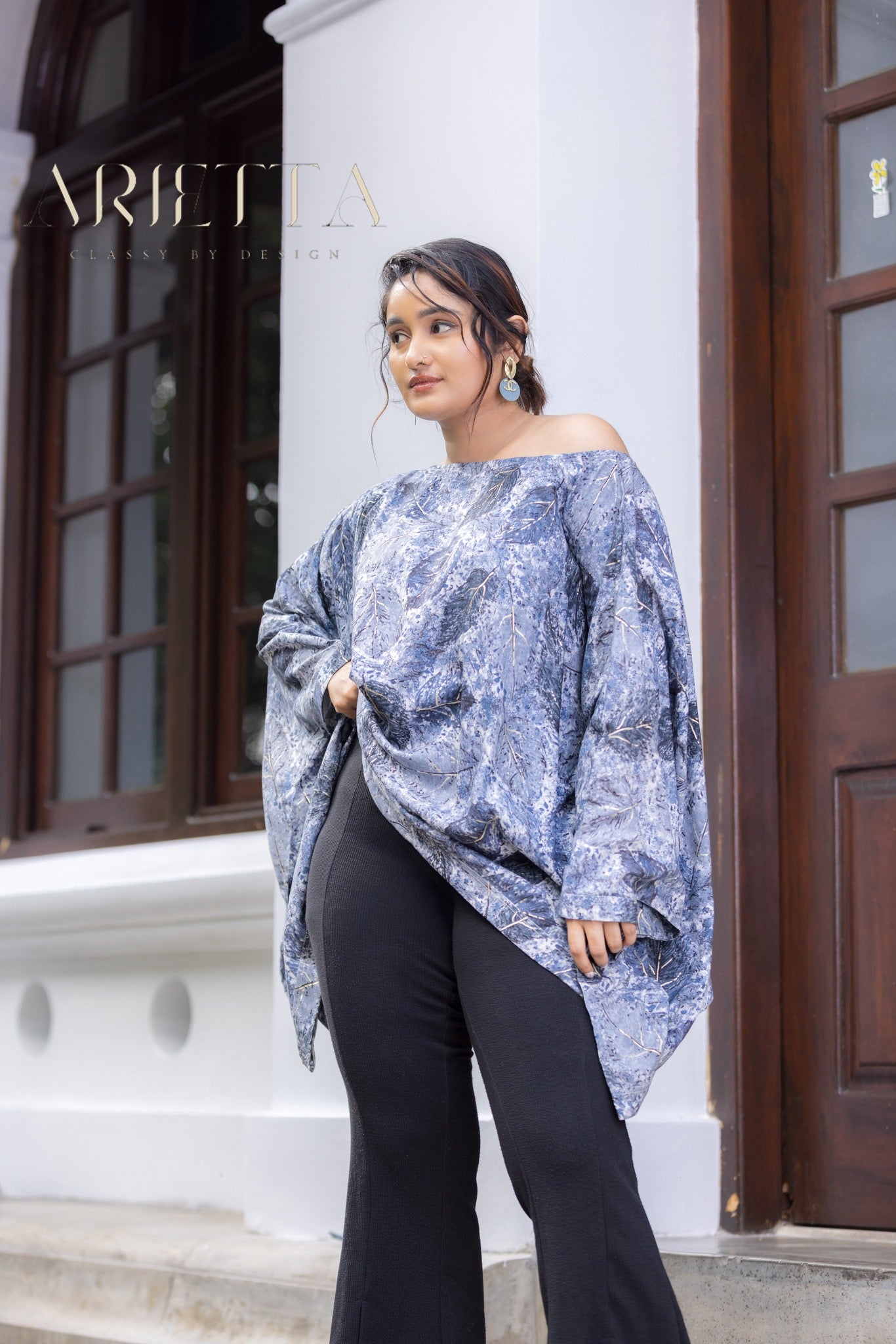 The Azure Leaf Drape Top