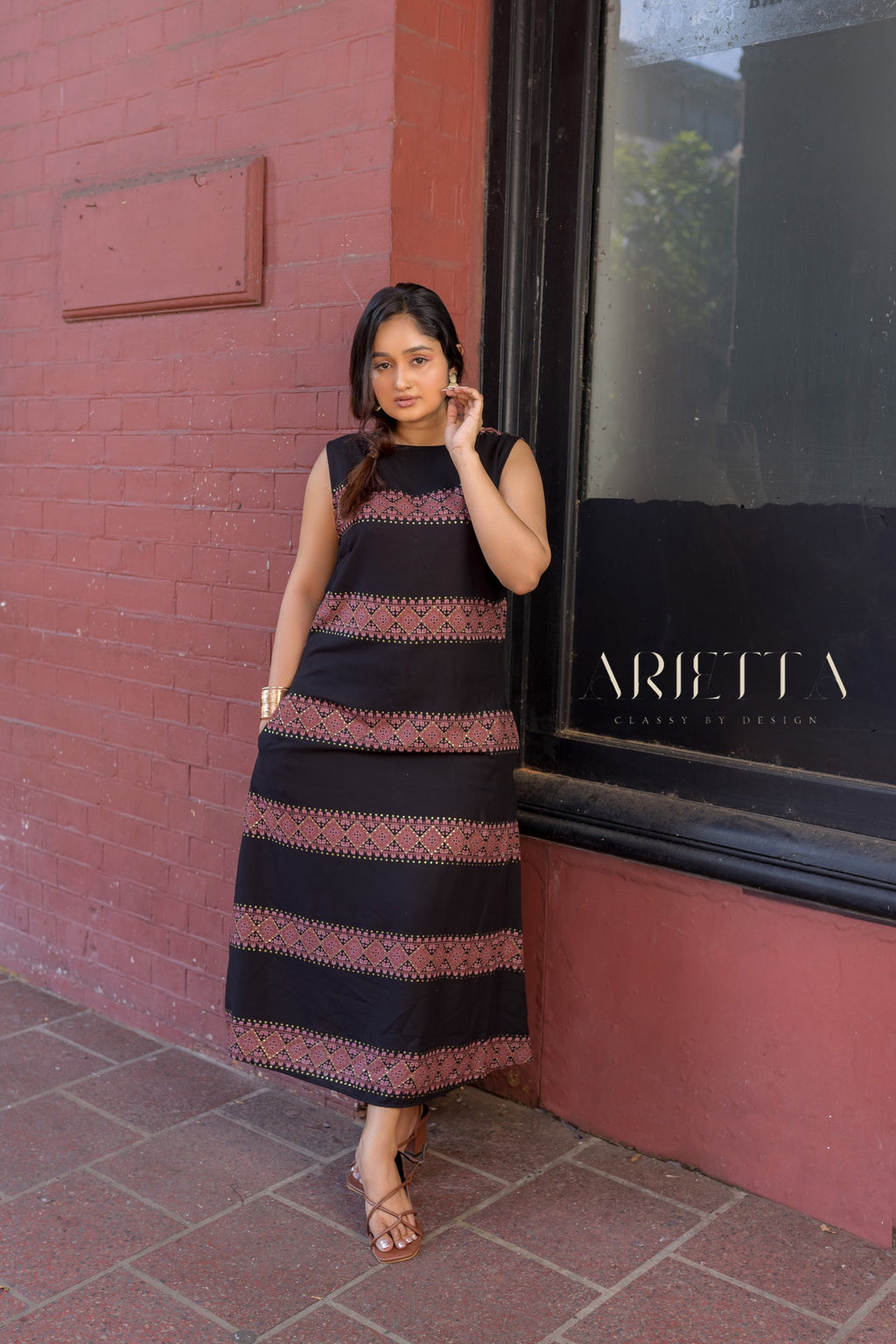 Arietta Heritage Border Maxi Dress