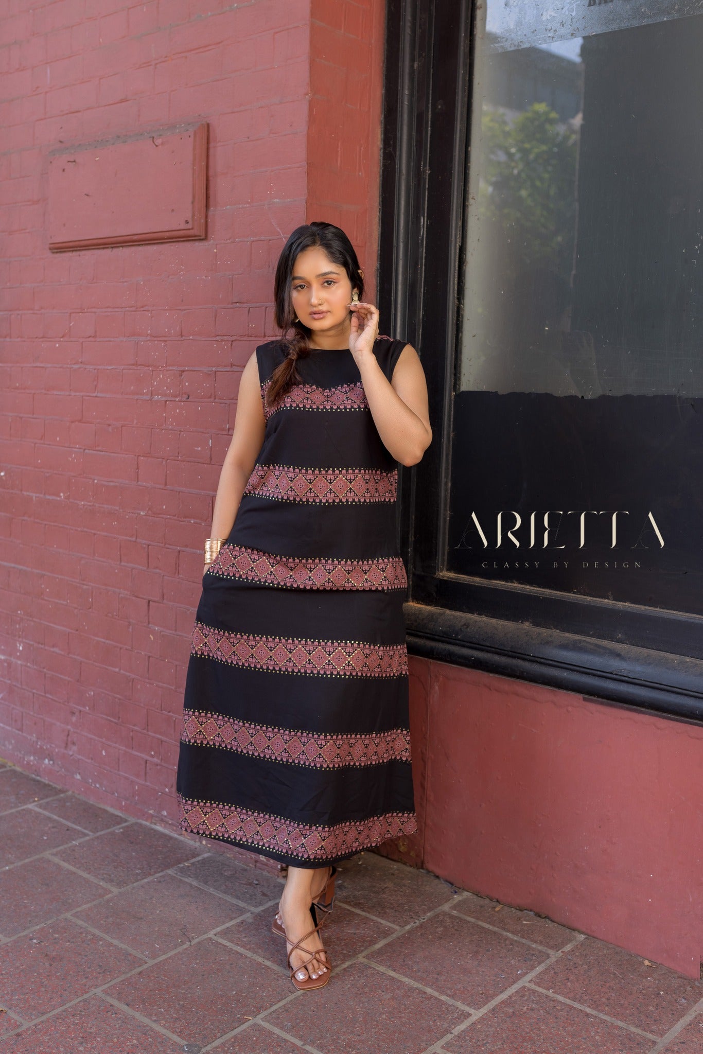 Arietta Heritage Border Maxi Dress