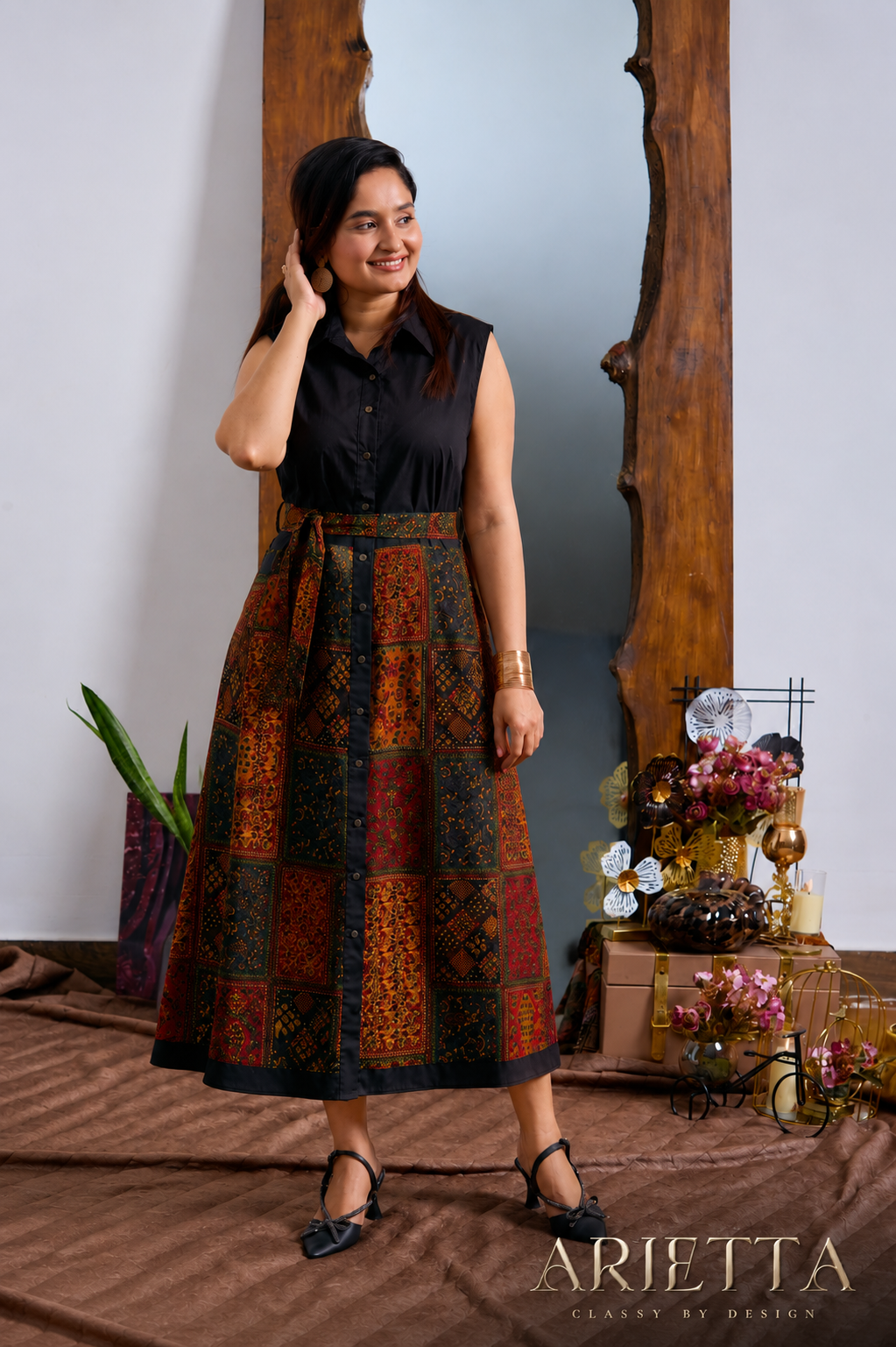 Kalamkari Printed Shirt dress