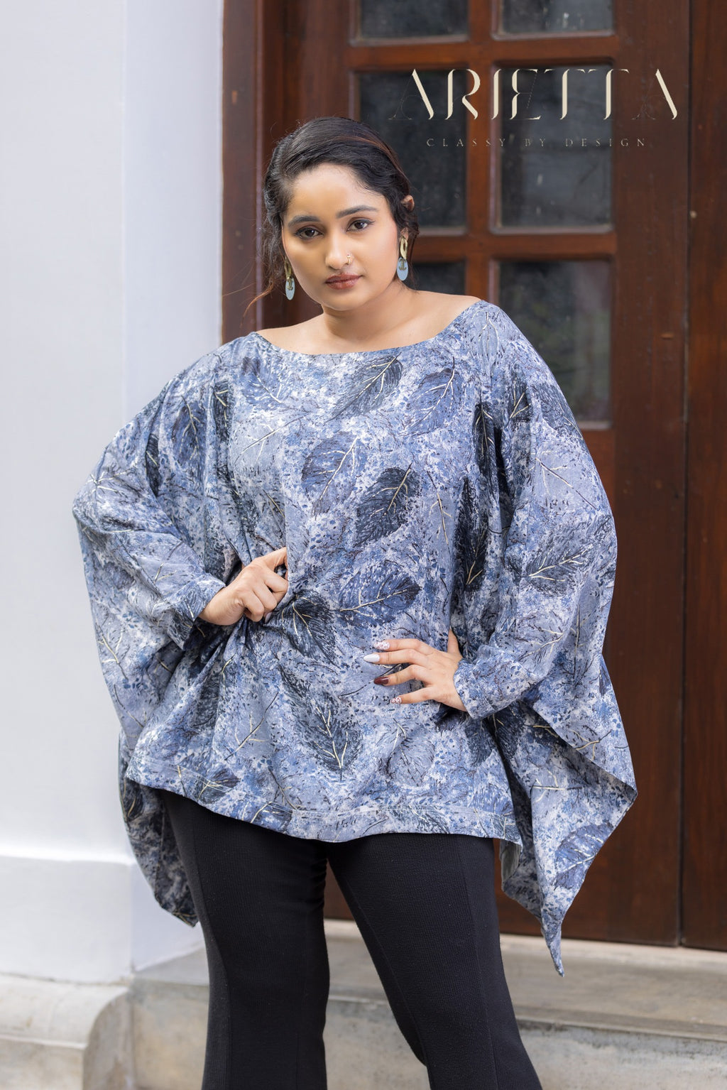 The Azure Leaf Drape Top