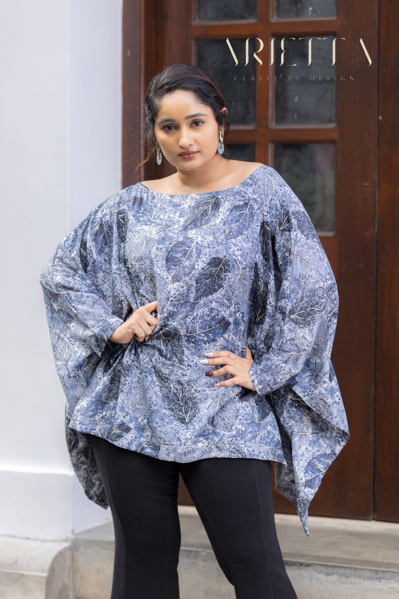 The Azure Leaf Drape Top
