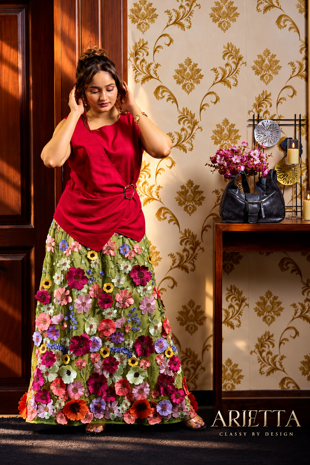 Arietta Embroidered Floral Skirt