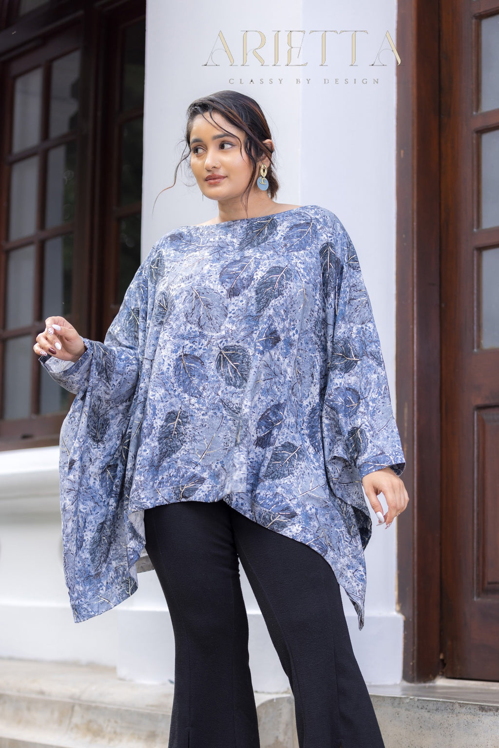 The Azure Leaf Drape Top