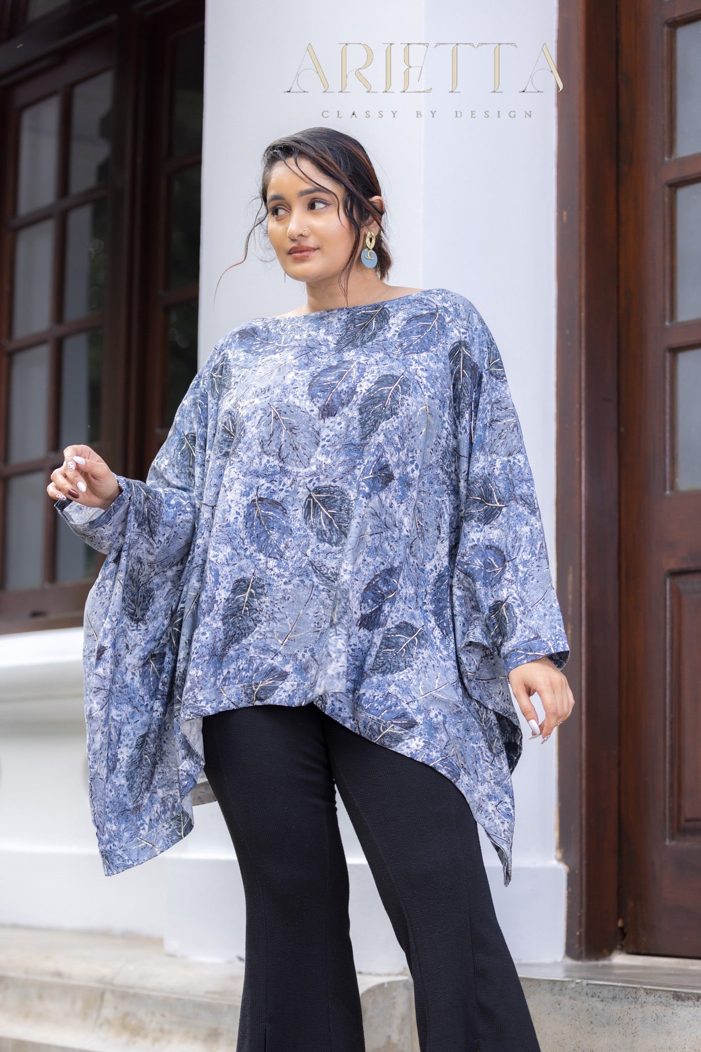 The Azure Leaf Drape Top
