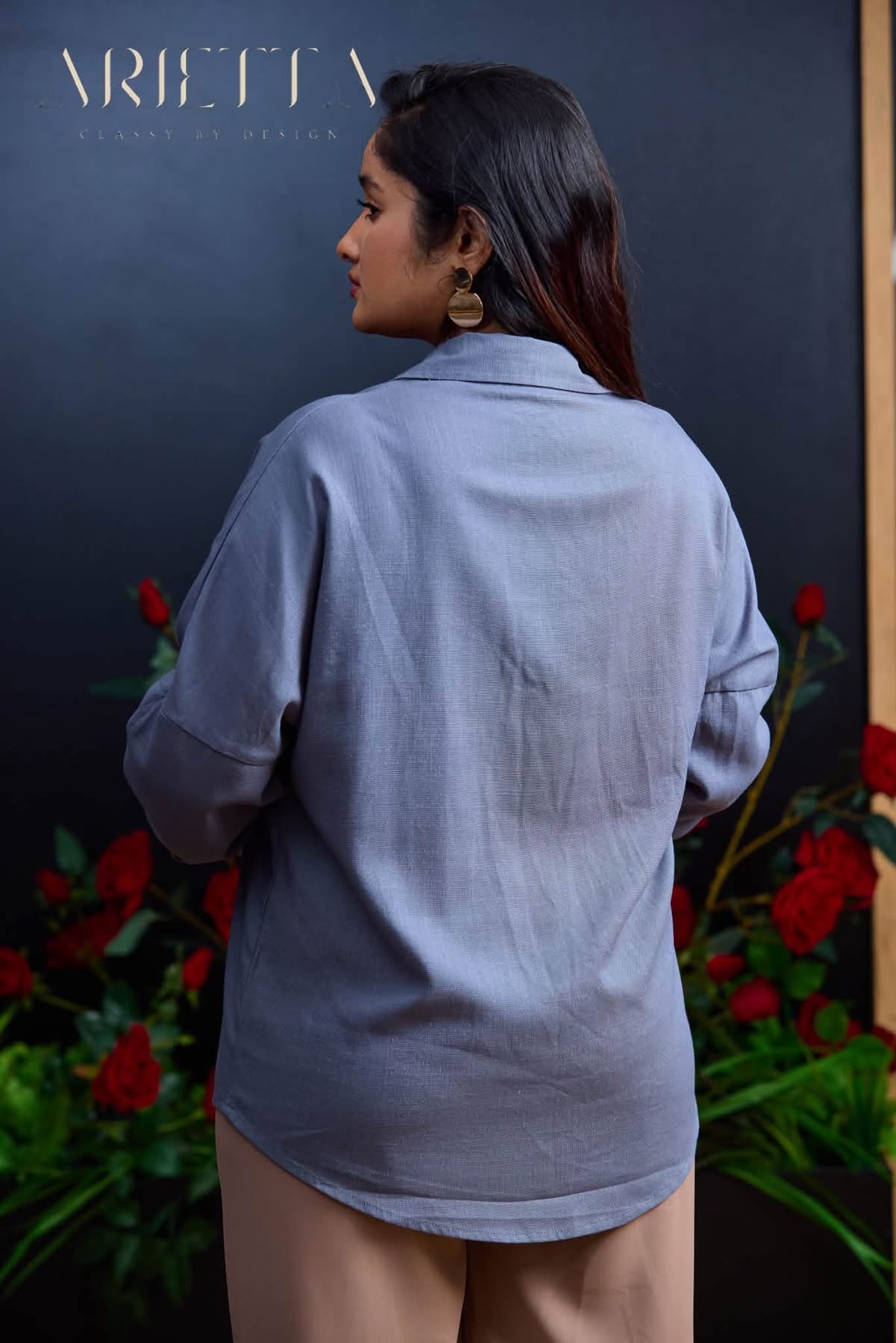 Premium Linen Lurex Embroidered Shirt