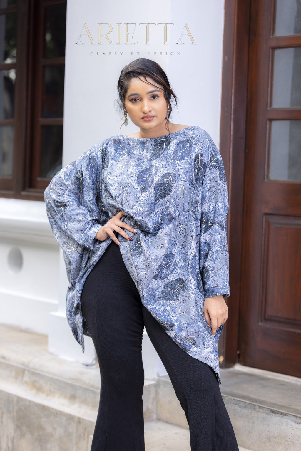 The Azure Leaf Drape Top