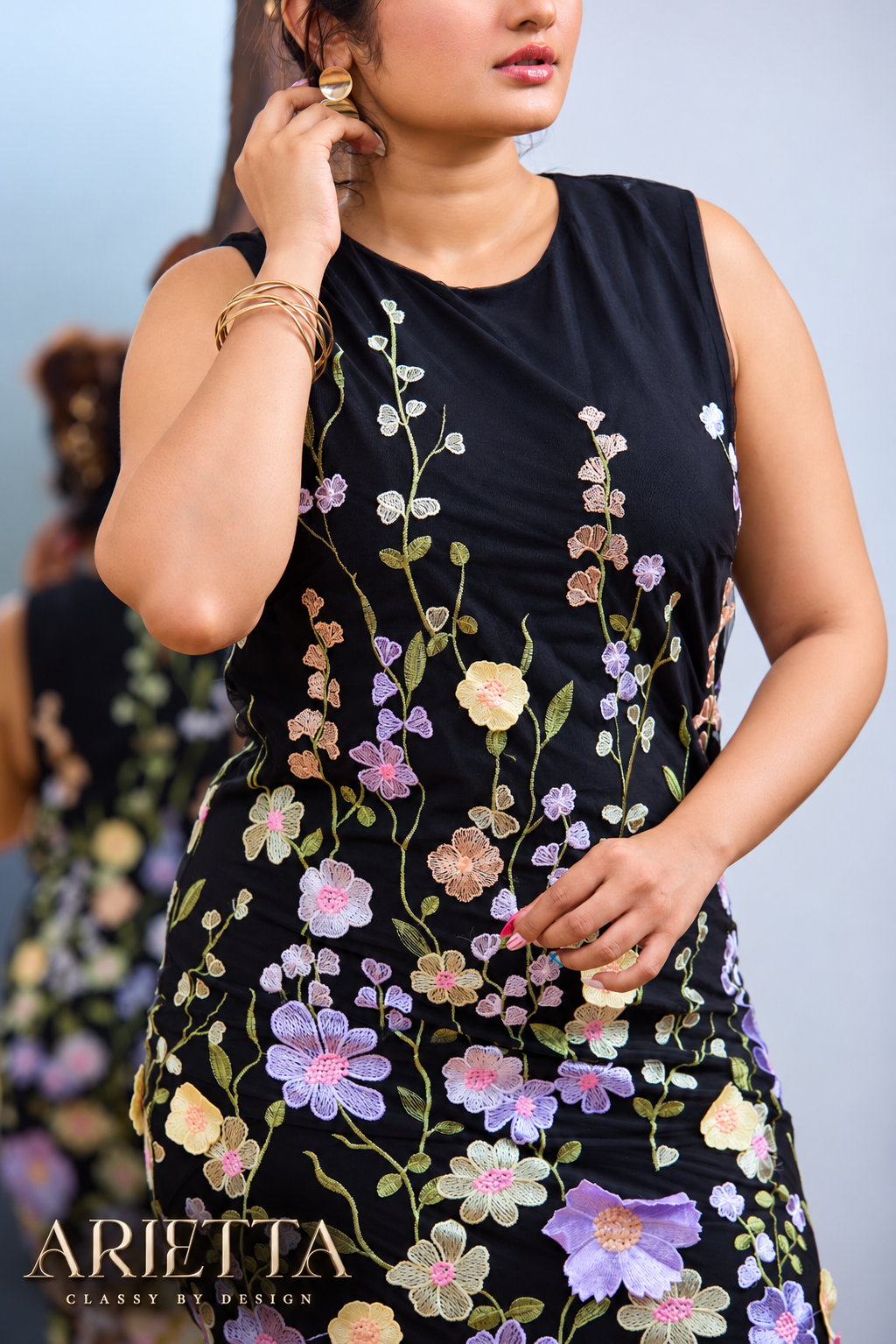 Arietta Embroidered Floral Dress