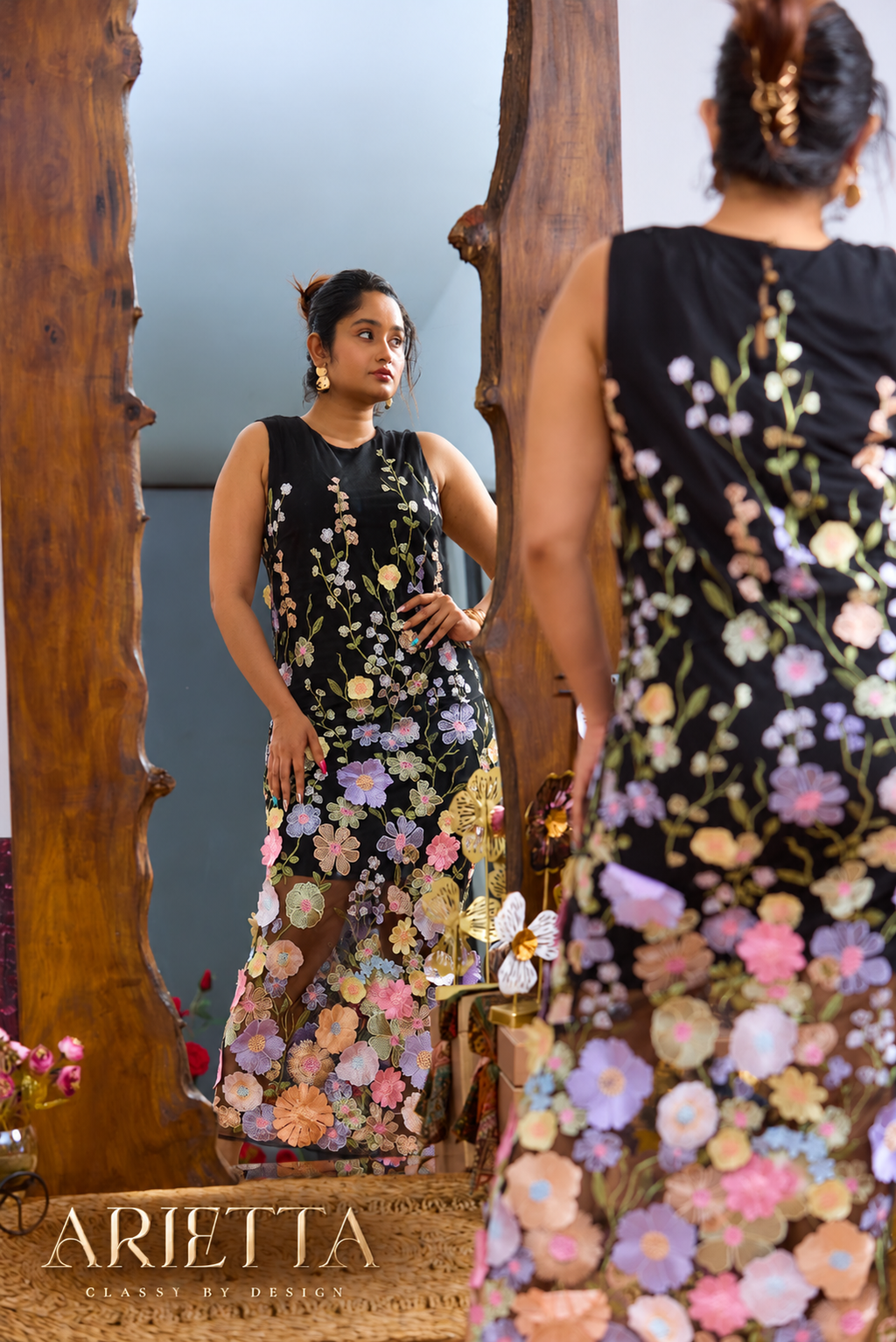 Arietta Embroidered Floral Dress