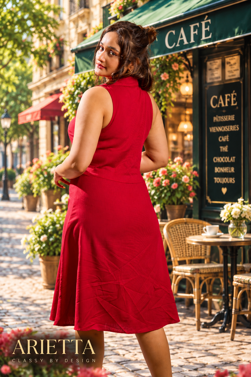 Arietta Carmelle Embroidered Linen Dress